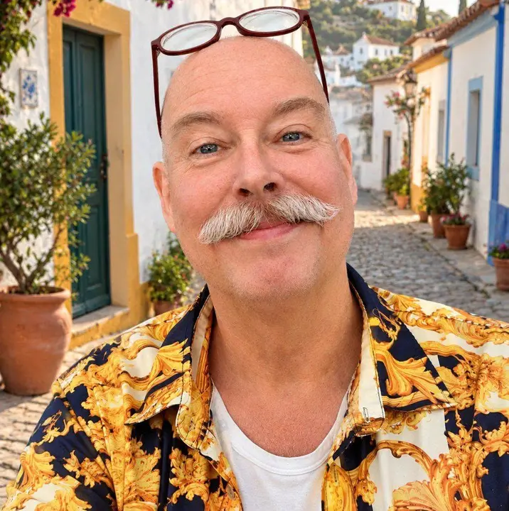 Jerry Kroezen, lachend, in een straat in Portugal